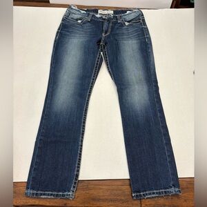 BKE Culture denim jeans ankle skinny distressed frayed hem size 32 worn once